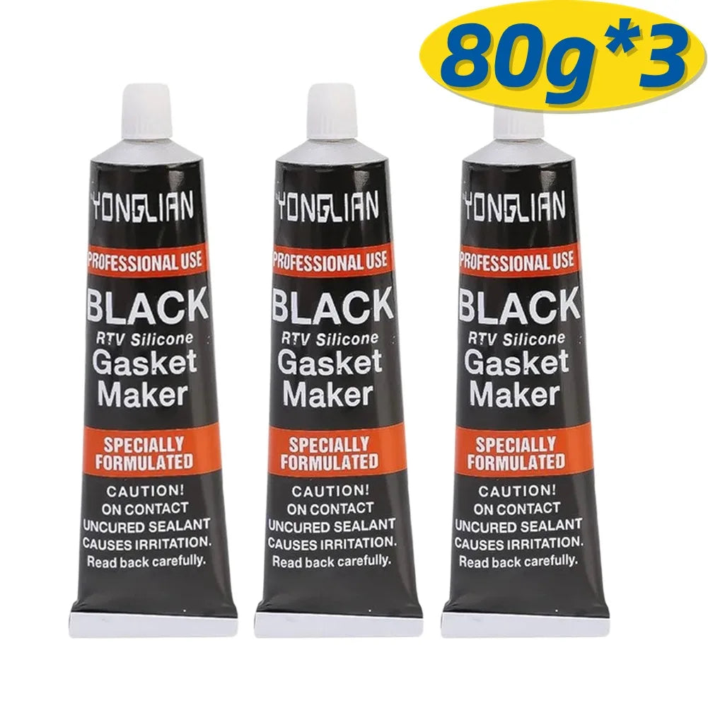 Black RTV Silicone Gasket Maker | High-Temp Engine Sealant Engine Gasket Sealant Oasis Select 3x80g