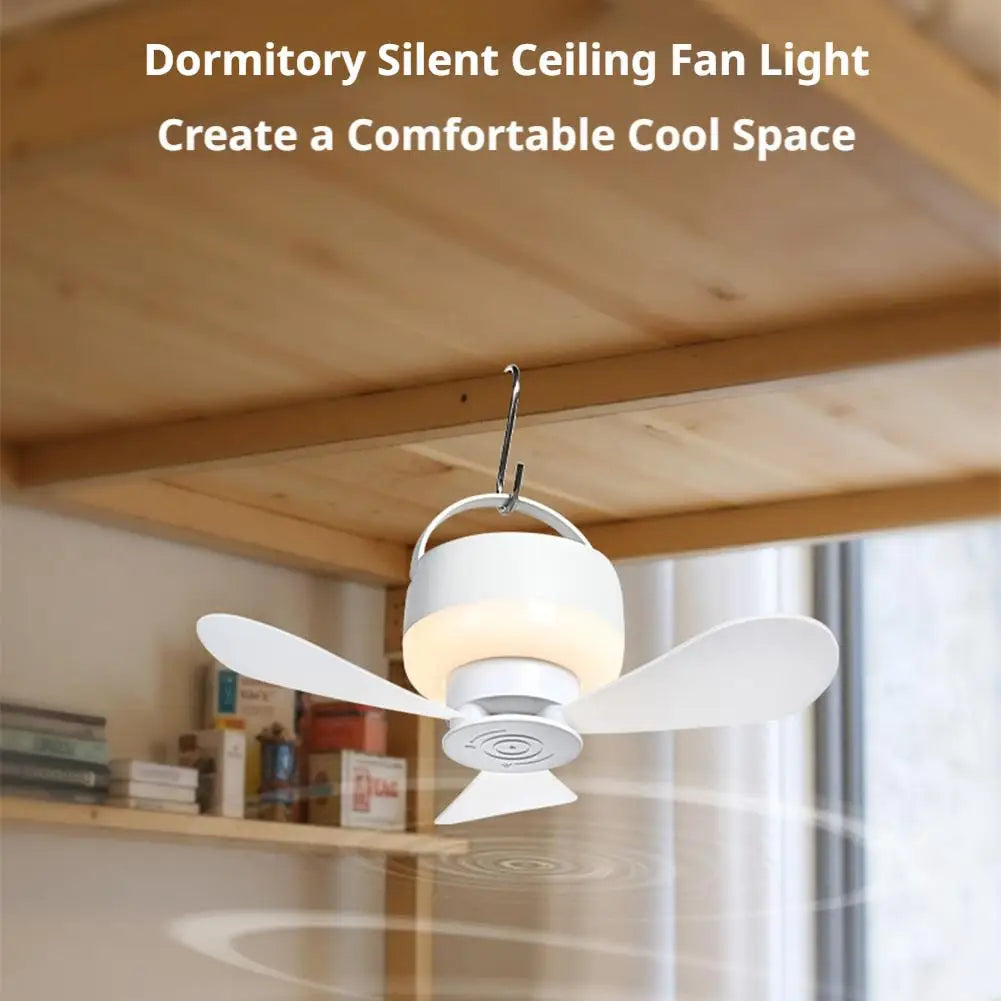USB Rechargeable Mini Ceiling Fan With Light Remote Control Dimmable Led Hanging Fan For Student Dormitory Camping Tent RV Oasis Select