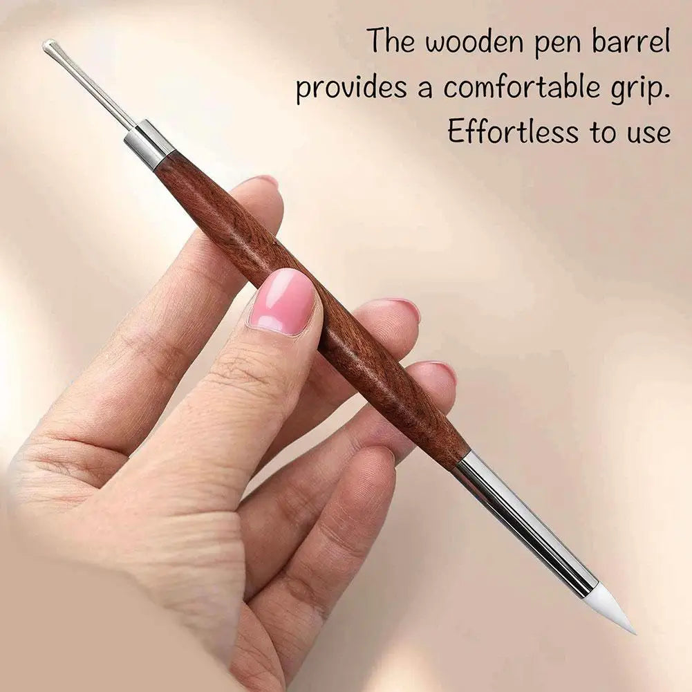 Dual-Head Nail Art Tool Nail Art Sculpture Pen Pumice Stone Nail File Cuticle Pusher & Nail Brush for Cleaning Gradient Blending Oasis Select