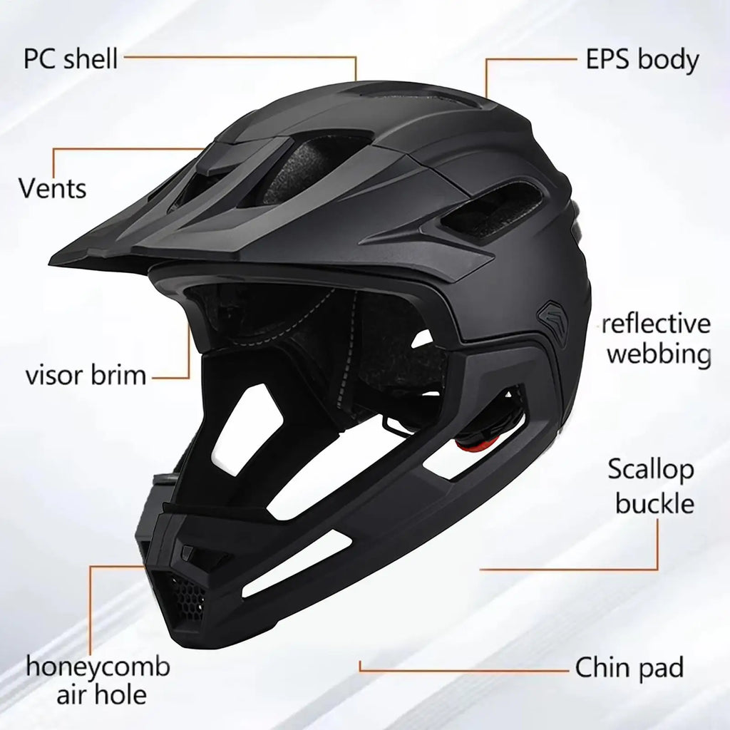 Bike Helmet Bicycle Mountain Bike Helmet Full Face Detachable One-piece Motorcycle Riding Safety Helmet Head Protection Oasis Select