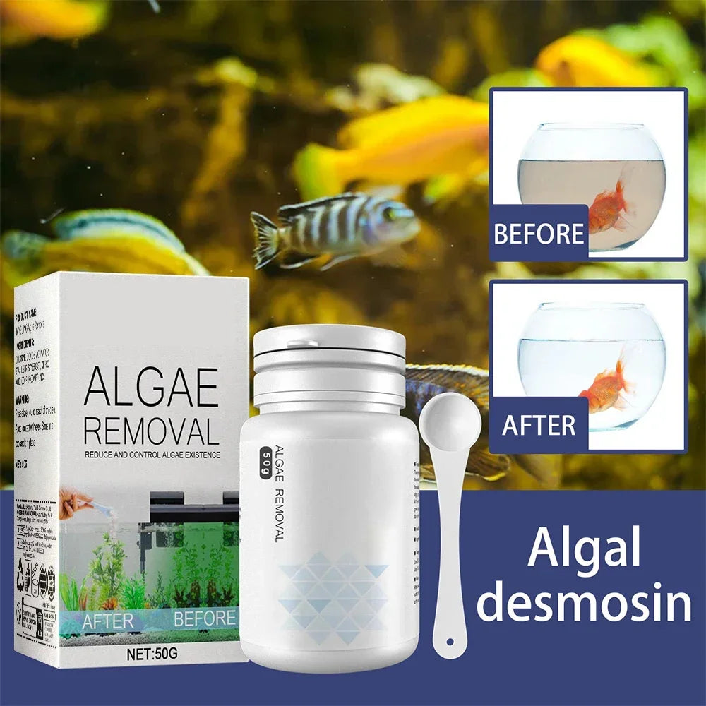 50g Aquarium Moss Remover Fish Tank Water Purification Algae Removal Cleaning Powder Fish Tank Cleaner Tools With Spoon Oasis Select