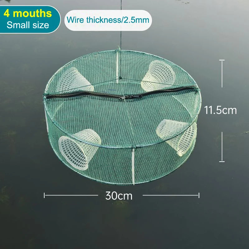 Hot Sale Fishing Net Mesh Folded Round 3/4 Holes Fish Shrimp Automatic Trap Crayfish Catcher Fish Network Baits Cast Mesh Trap Oasis Select 2
