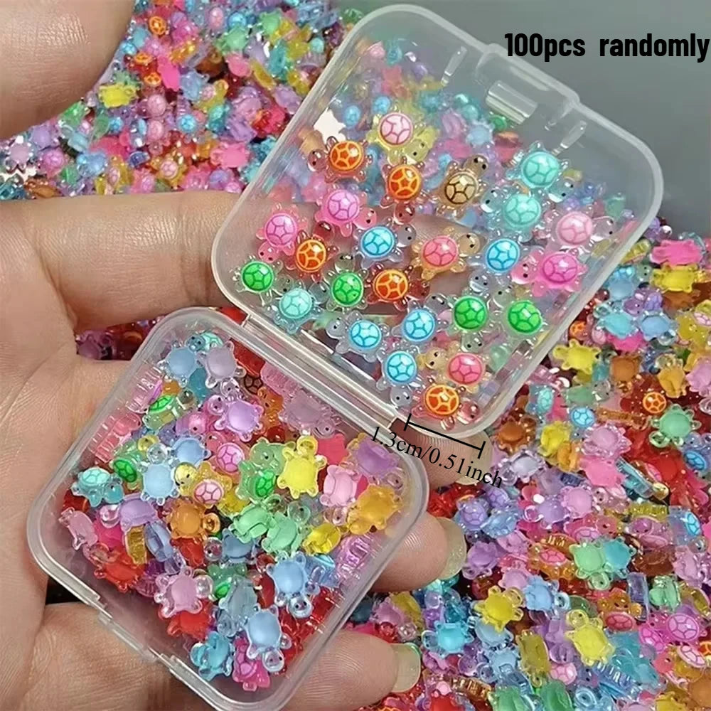 Cute Luminous Resin Turtle Set Night Glow Mini Figurines Multi-Function Ornaments for Garden & Aquarium Oasis Select 100pcs Random