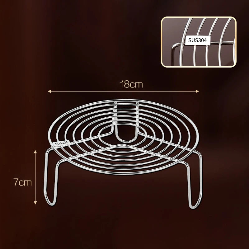 304 Stainless Steel Round Steamer Rack Kitchen Multifunction Pot Steaming Tray Dumplings Eggs Grill Stand Pressure Cooker Trivet Oasis Select B 18cm