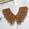 Detachable Lace Doll Collar with Pearl Shoulder Decoration Detachable Lace Collar Oasis Select Caramel colour
