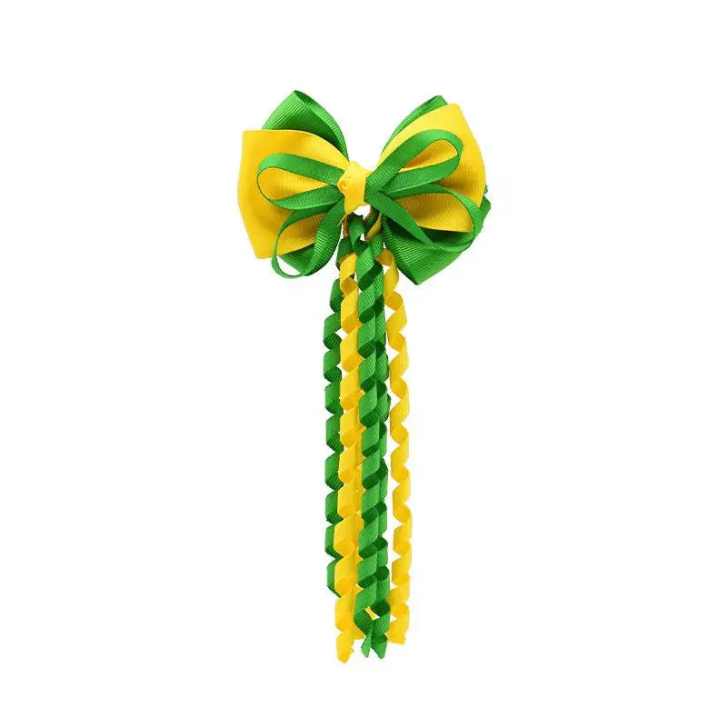 Festival Bow Hair Clips – Curly Ribbon Tassel Hairpins for Girls Hair Bow Clip Oasis Select A11