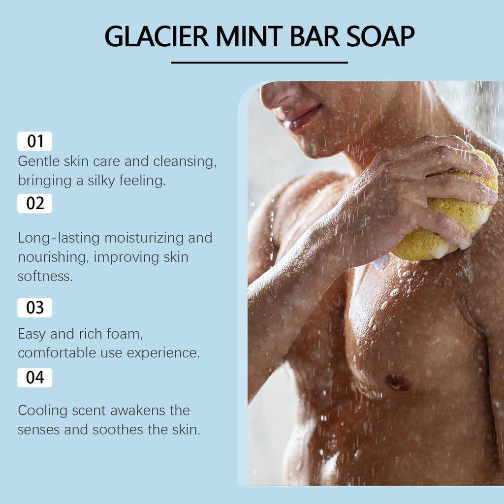 Glacier Cooling Mint Men's Bar Soap – Face & Body Cleanser Men's Bar Soap Oasis Select