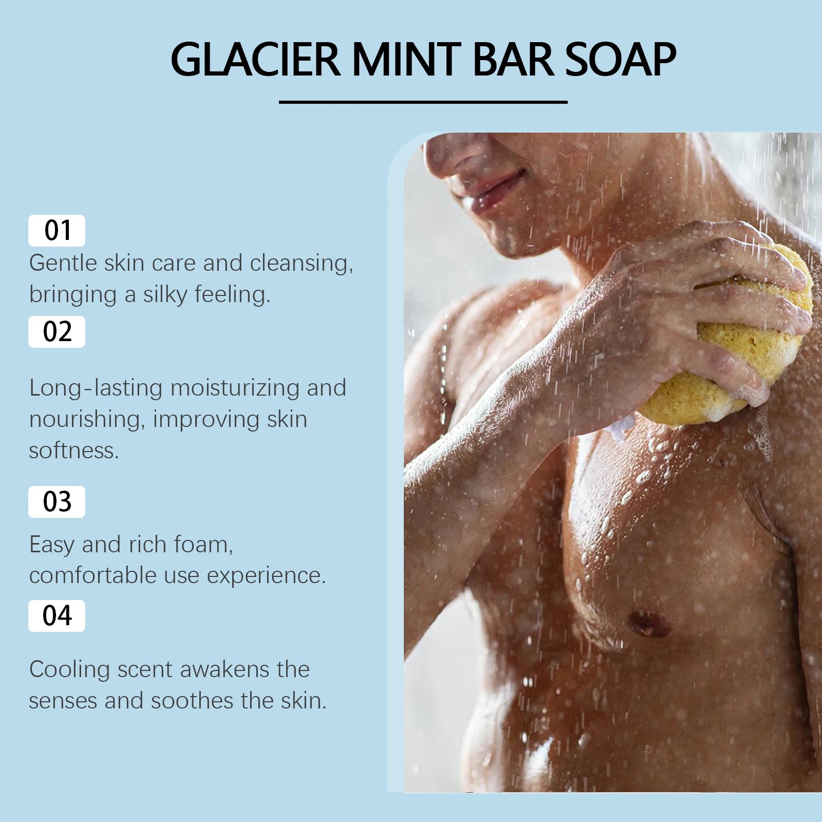 Glacier Cooling Mint Men's Bar Soap – Face & Body Cleanser Men's Bar Soap Oasis Select