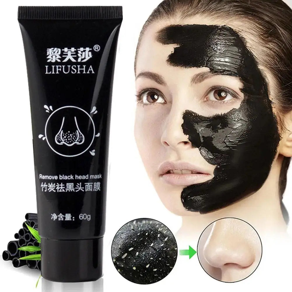 60g Bamboo Carbon Black Mud Facial Mask Active Carbon Deep Cleansing Purifying Remove Blackhead Strawberry Nose Remover Oasis Select