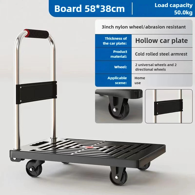 trolley pulling goods four-wheeled flatbed cart pushing goods truck folding trolley express trailer Oasis Select 58 38cm