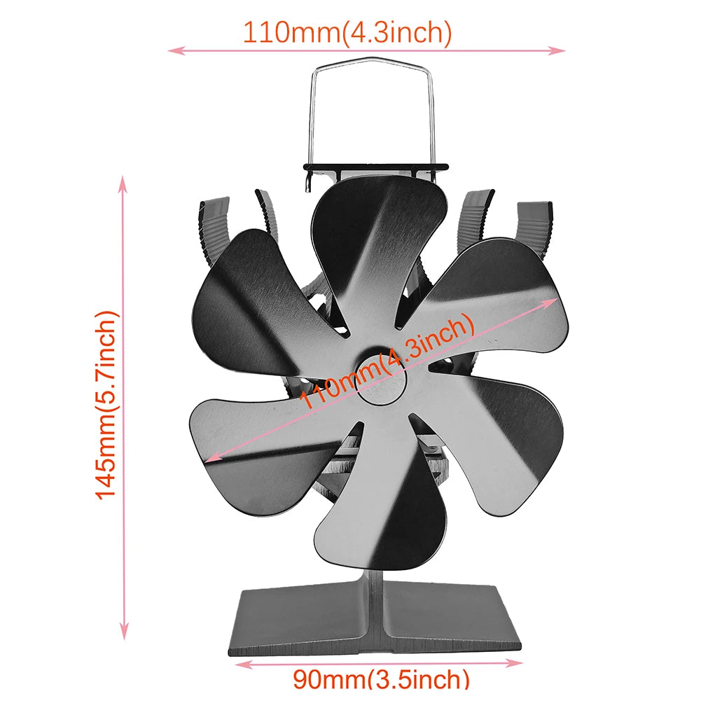 6-Blade Heat Powered Wood Burning Stove Fan | No Electricity