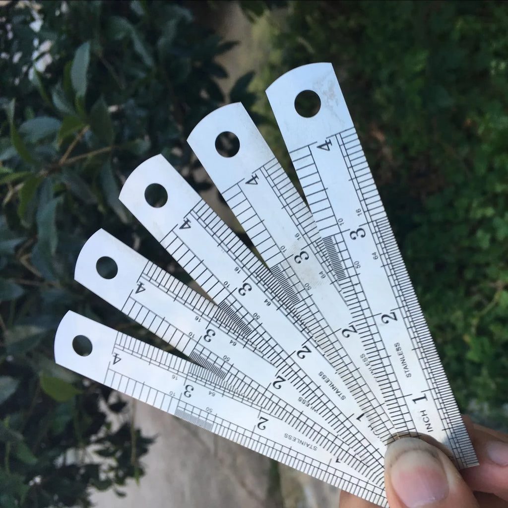 10pcs Precision Stainless Steel Rulers, 4-Inch Double-Sided Metal Rulers with Etched Markings for Teaching and Drawing Oasis Select