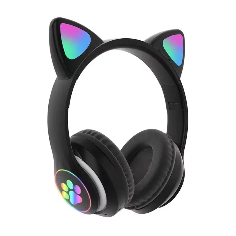 P91H Wireless Headphones Cat Ears Bluetooth Earphones Stereo Music Earbuds Bluetooth Sports Gaming Headset with Mic for Phones Oasis Select