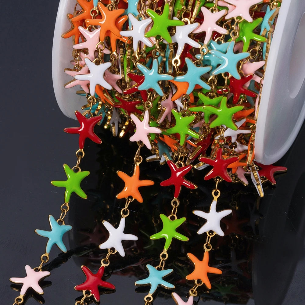 1m Stainless Steels Ocean Animal Oil Drip Chain Enamel Link for Women DIY Crafting Bracelet Jewelry Making Supplies Findings Oasis Select