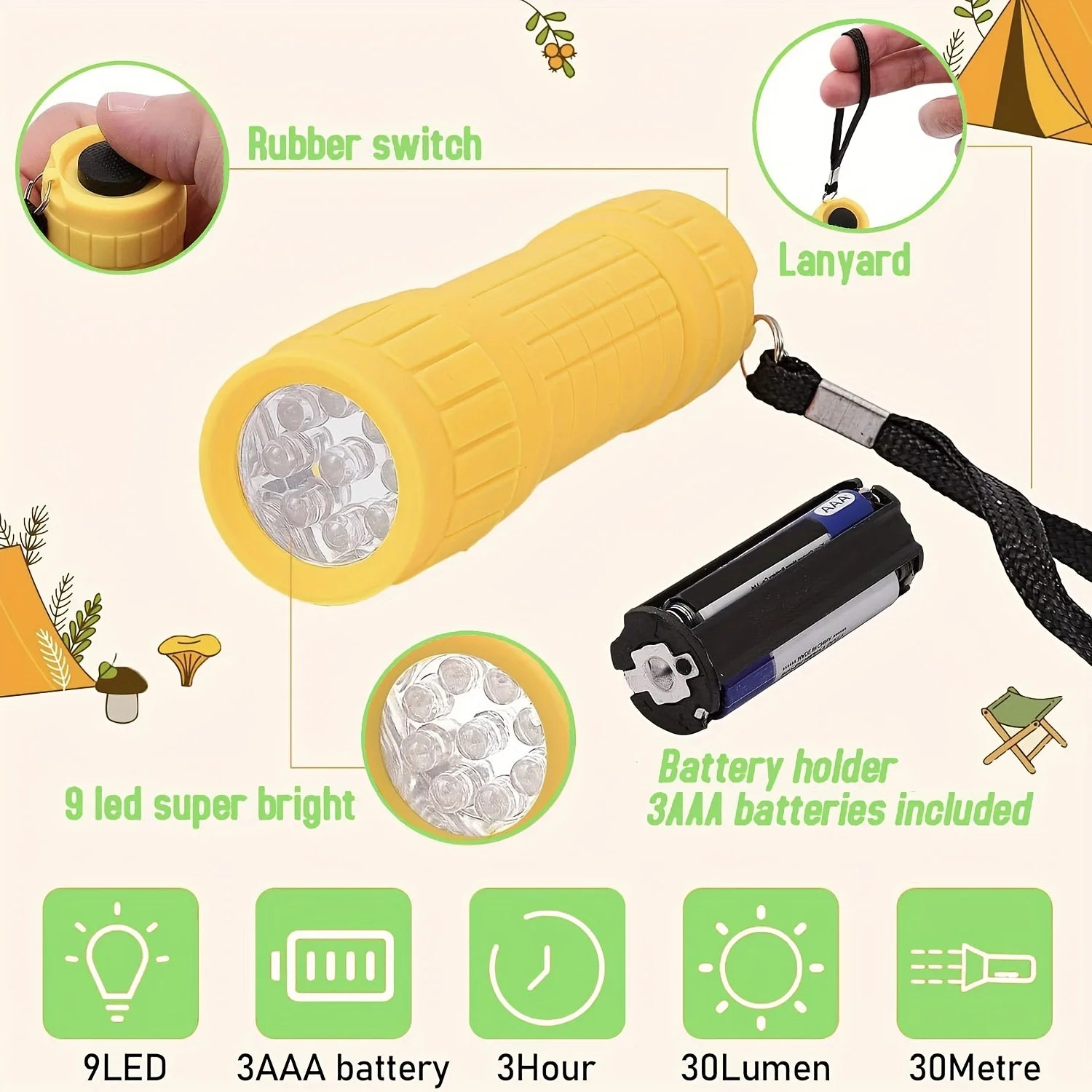 Mini 9-LED Pocket Flashlight | Waterproof Outdoor Torch & Gift