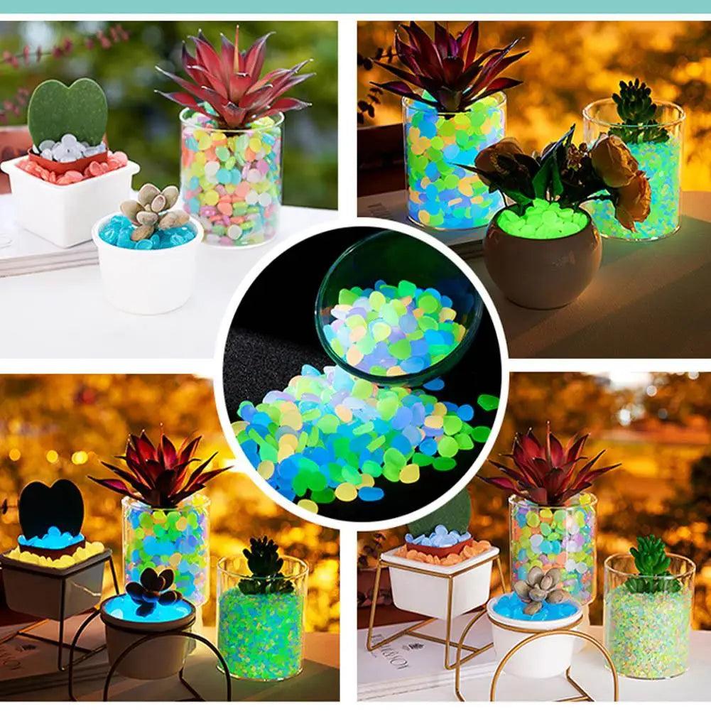 50Pcs Luminous Stones Fish Tank Aquarium Ornament Glow In The Dark Pebbles Outdoor Yard Lawn Path Walkways Decorations Oasis Select