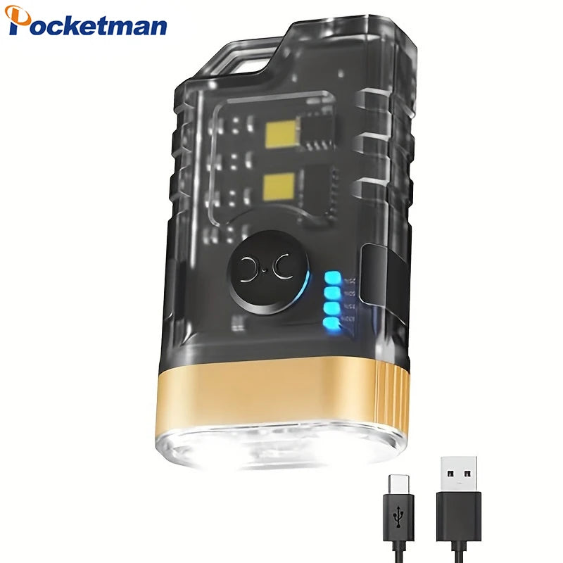 POCKETMAN 365nm UV Mini Flashlight – USB Rechargeable Keychain Torch