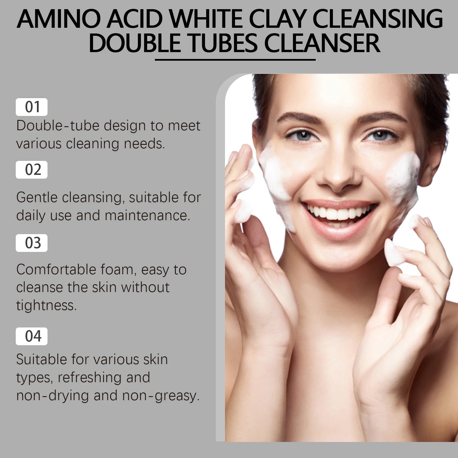 Amino Acid Cleanser Gently Cleansing Facial Skin Oil Control Clean Pores and Less Oil Moisturizing Nourishing Skin Care Cleanser Oasis Select