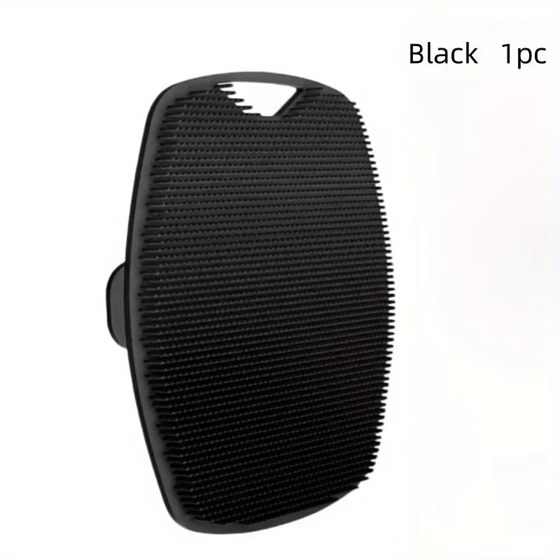 Soft Silicone Body Shower Scrub Brush, Handheld Facial Cleansing Oval Tool Gentle Exfoliation Massage Skin Bathroom Accessory Oasis Select Silica Gel 1PC-Black