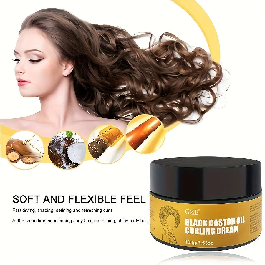 GZE Black Castor Oil Curl Defining Cream – Anti-Frizz 100g