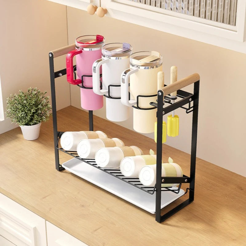 Bingba Cup Storage Rack Large Capacity Stanley Cup Rack Multifunctional Thermal Insulation Kettle Cold Water Cup Drain Rack Oasis Select