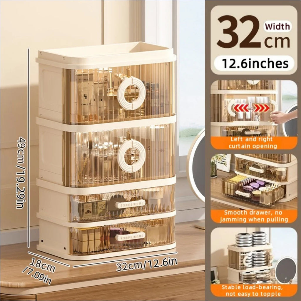 1 pcs Folding storage box, cosmetics desktop dressing table, lipstick and skin care products, large-capacity storage rack Oasis Select 4 Tiers 2 Large