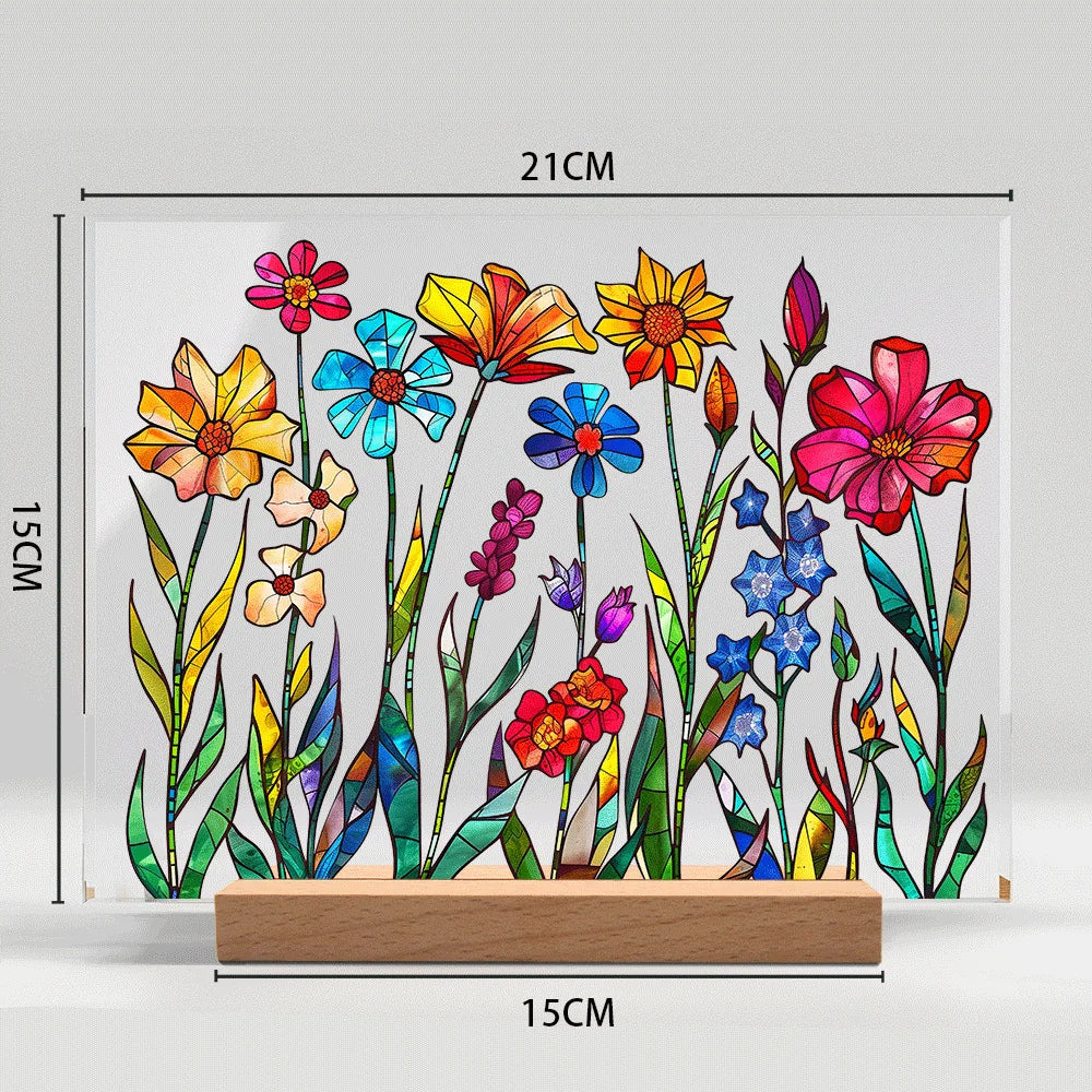 Acrylic Flower Pattern Table Room Desk Imitation Glass Texture Acrylic Desktop Decoration Holiday Gift Desk Decoration Oasis Select BTU420