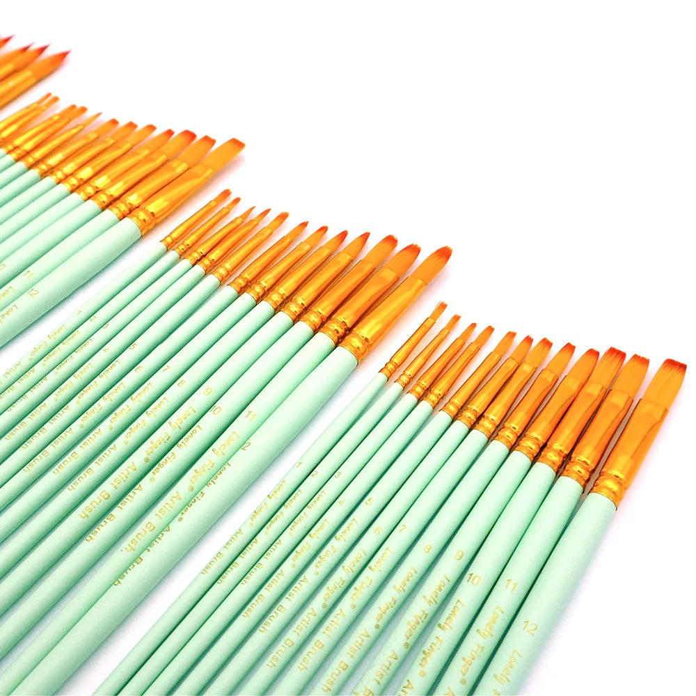12/48pcs Professional Artist Paint Brush Set,Watercolor Oil Painting Watercolor Drawing Painting Supplies,Nylon Hairs for Artist Oasis Select