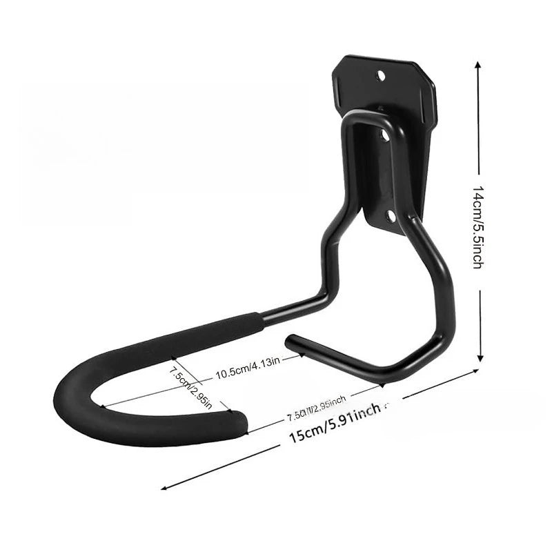 1pc Hooks Metal Sturdy for Wall Mounting Bike Storage Rack Garden Shed Organization Heavy Duty Bracket Available Oasis Select black