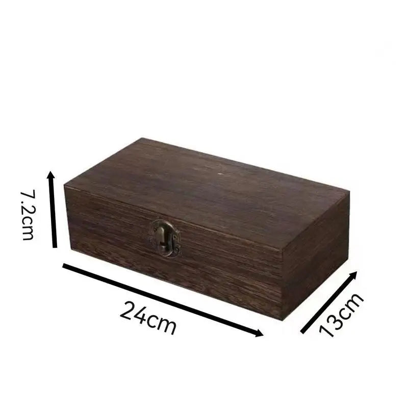 Rectangular Wooden Storage Box Organizer Wooden Storage Case Simple Storage Container Dust-Proof With Lock Jewelry Box Case Oasis Select C