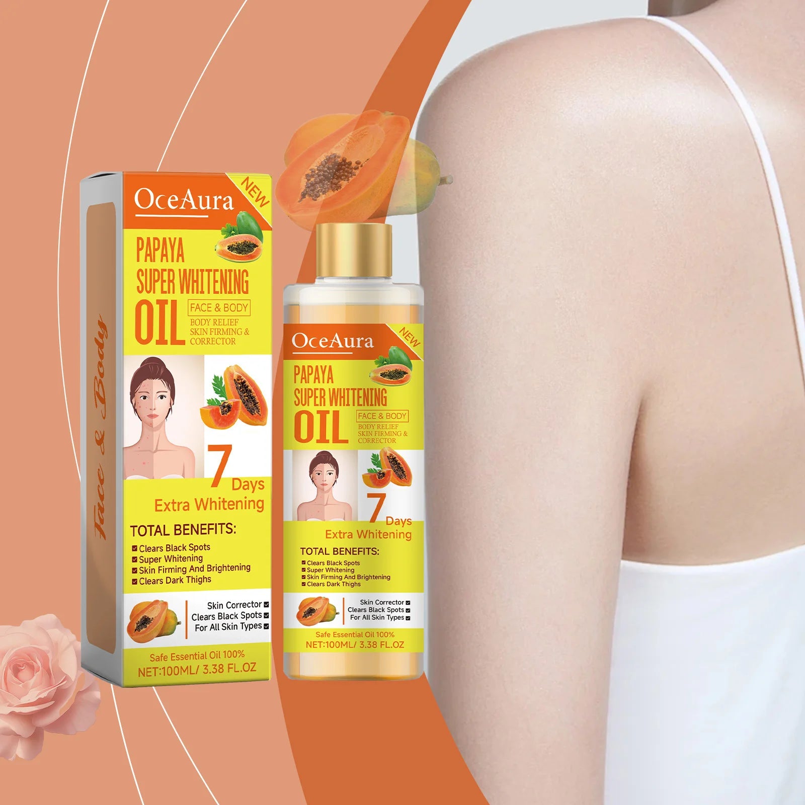 Papaya Face Body Moisturizer Oil Brightening Firming Skin Improve Oasis Select
