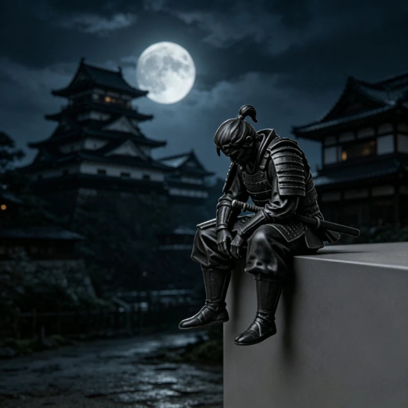 Japanese Samurai Figurine Miniature Ornaments Decor Sitting Warrior Figurine for Desks Bookshelves DIY Painting Zen Bushido Gift Oasis Select