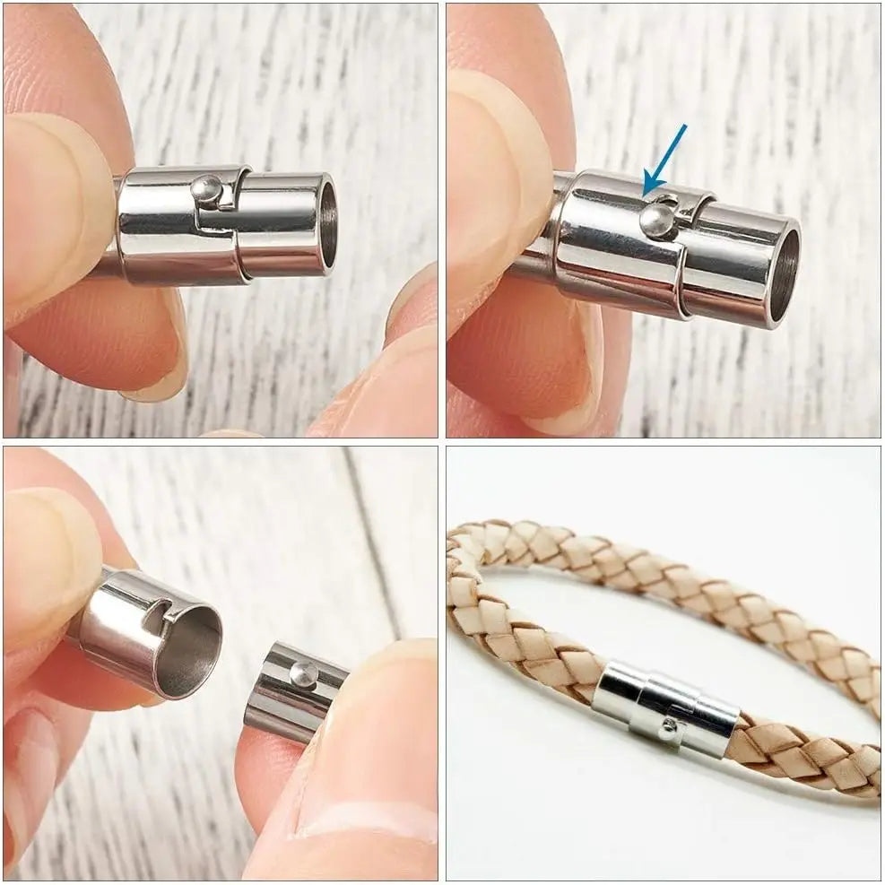5Sets Leather Cord End Caps Magnetic Locking Clasps Closures Buckle for DIY Leather Bracelet Kumihimo Jewelry Making Supplies Oasis Select