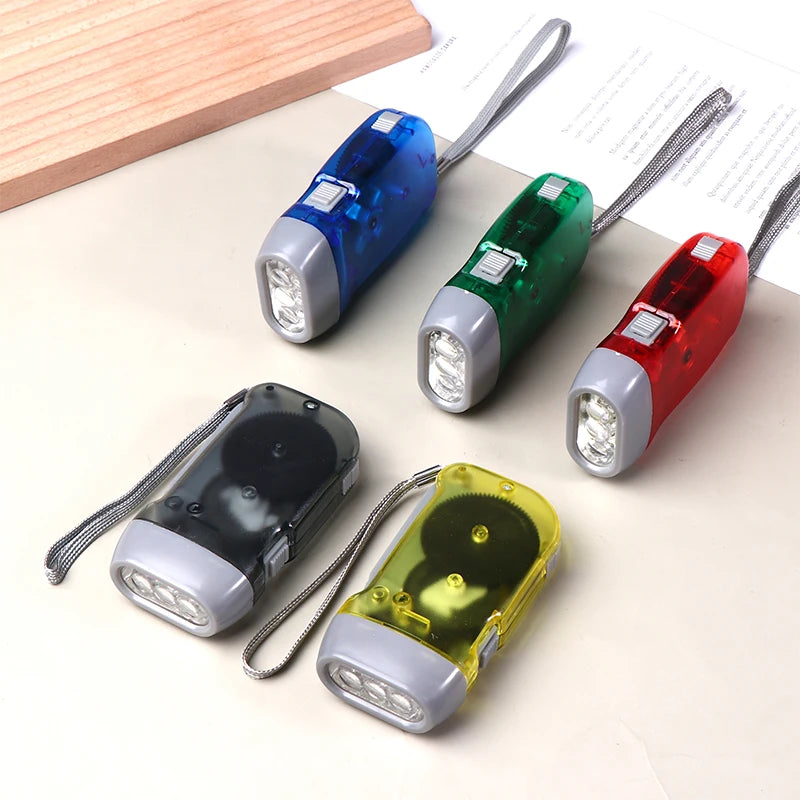 Flashlight LED Hand Pressing Dynamo Crank Power Wind Up Flashlight Mini Self Generating Torch Camping Lamp Outdoor Home Supplies Oasis Select