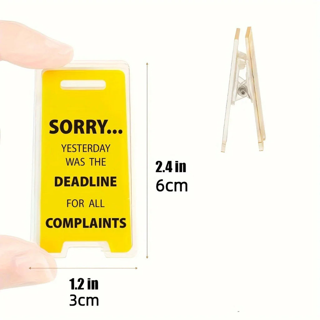 Hilarious 'Sorry, Yesterday Was The Deadline for All Complaints' Acrylic Desk Sign Fun Office Desktop Decor Accessory Oasis Select
