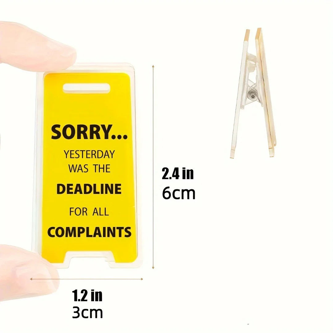 Hilarious 'Sorry, Yesterday Was The Deadline for All Complaints' Acrylic Desk Sign Fun Office Desktop Decor Accessory Oasis Select