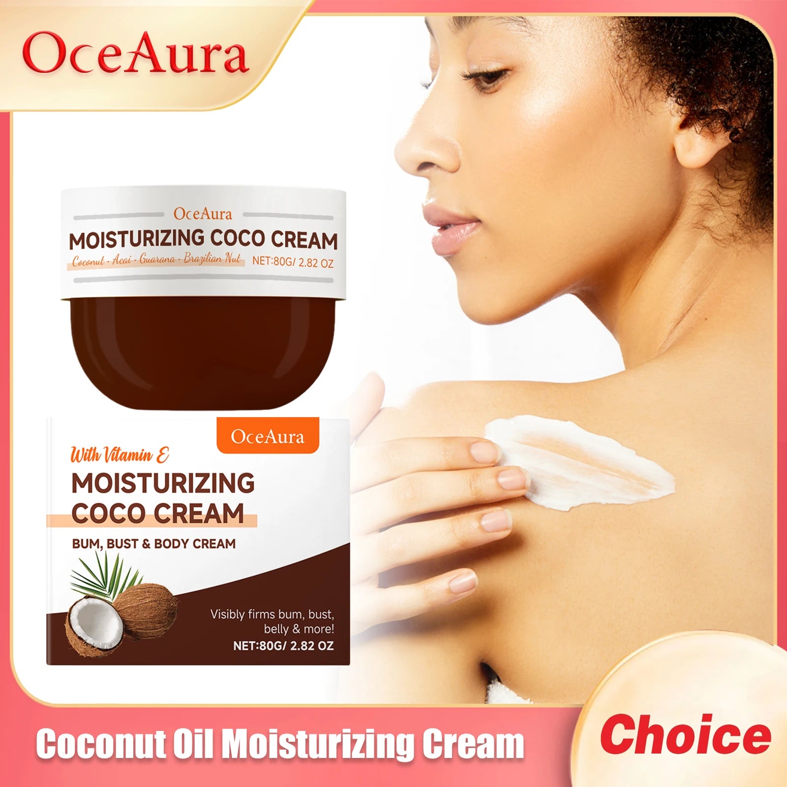 OCEAURA Coconut Oil Body Moisturizing Cream Relieve Dryness Enhance Elasticity Firm Skin Improve Dullness Coconut Oil Care Cream Oasis Select