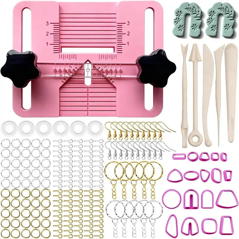 ~WISH Polymer Clay Earring Hole Drill Guide Kit With Drill Tool, Molds& Studs For Precise Hole Alignment-Easy DIY Jewelry Creati Oasis Select As Shown