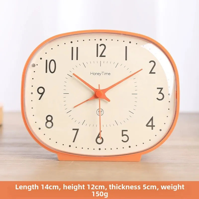 New Bedside Small Alarm Clock Desktop Silent Clock Dedicated for Elderly Bedroom Wake-up Tool Desktop Ornament Oasis Select orange