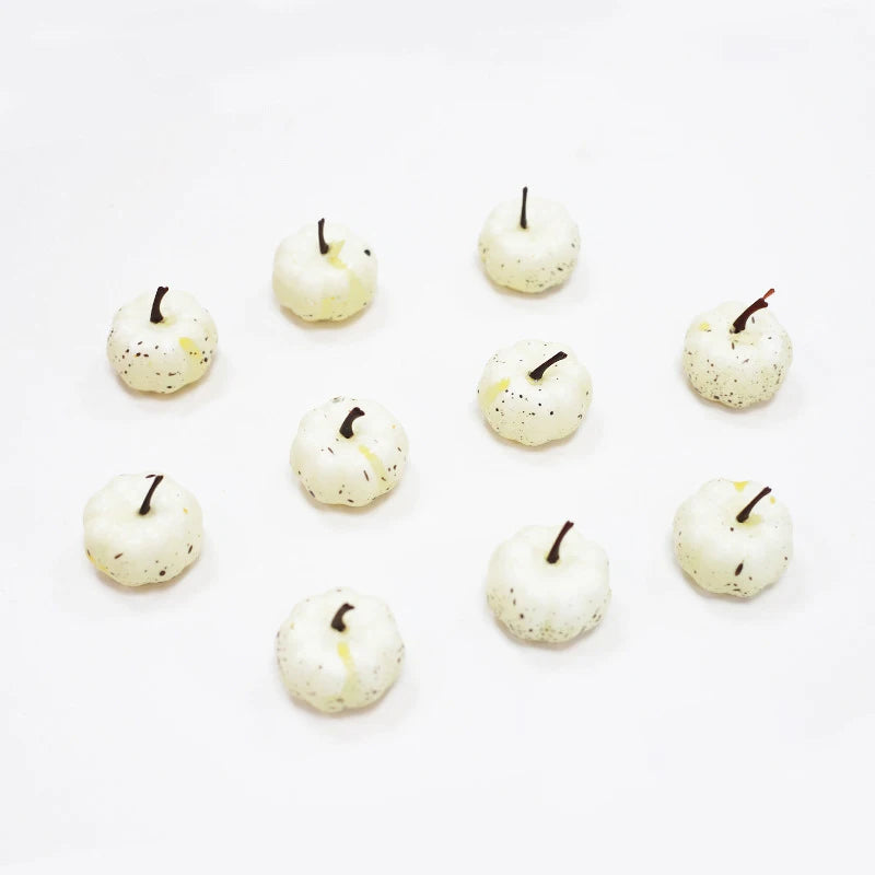 10Pcs Artificial White Orange Pumpkins Decorative Harvest Pumpkins For Fall Wedding Thanksgiving Halloween Table Centerpieces Oasis Select White