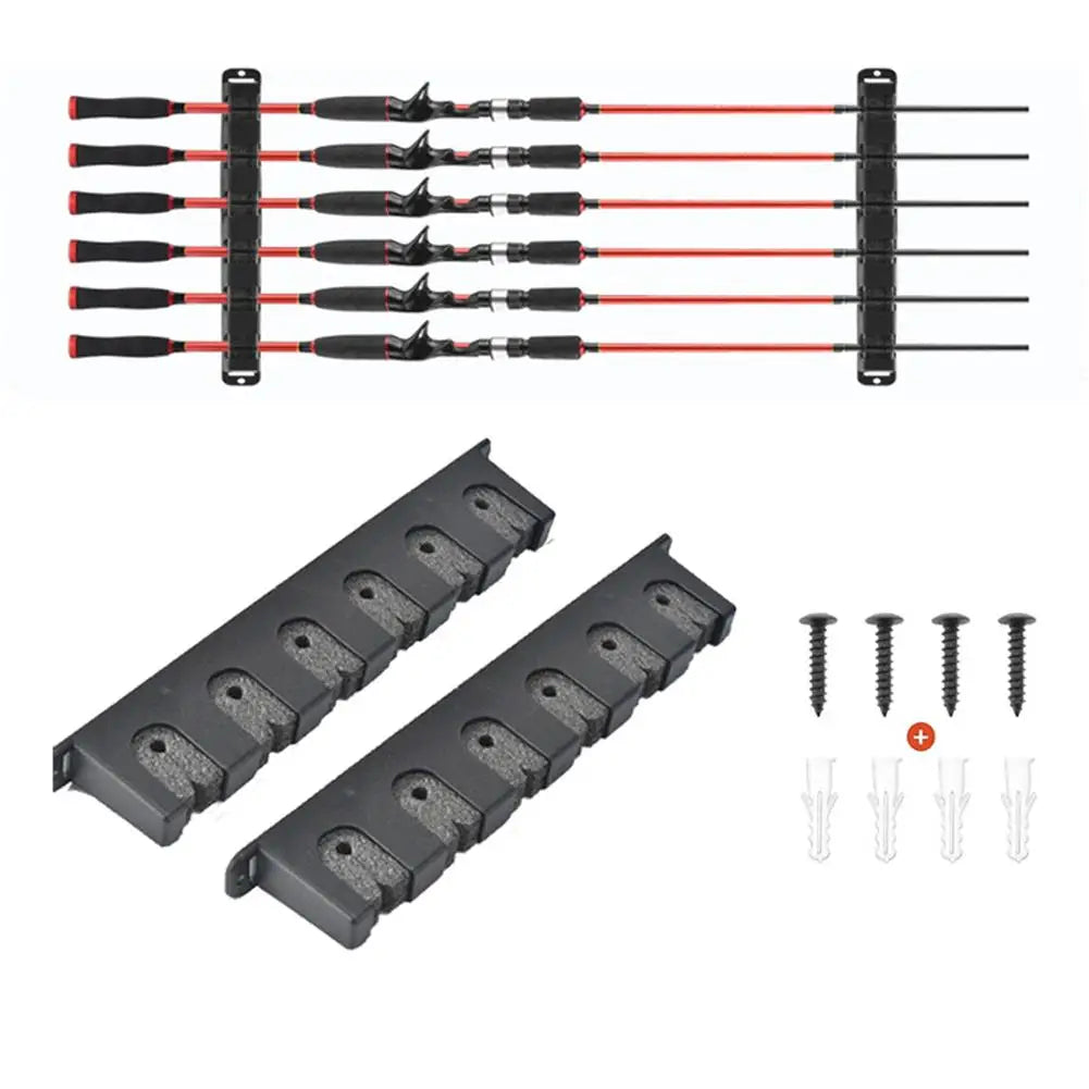 Easy-Install Fishing Rod Holder Wall Mounted Fixing Bracket for Boat Fishing Rod Holder Display Stand Fixed Frame Oasis Select horizontal BLACK