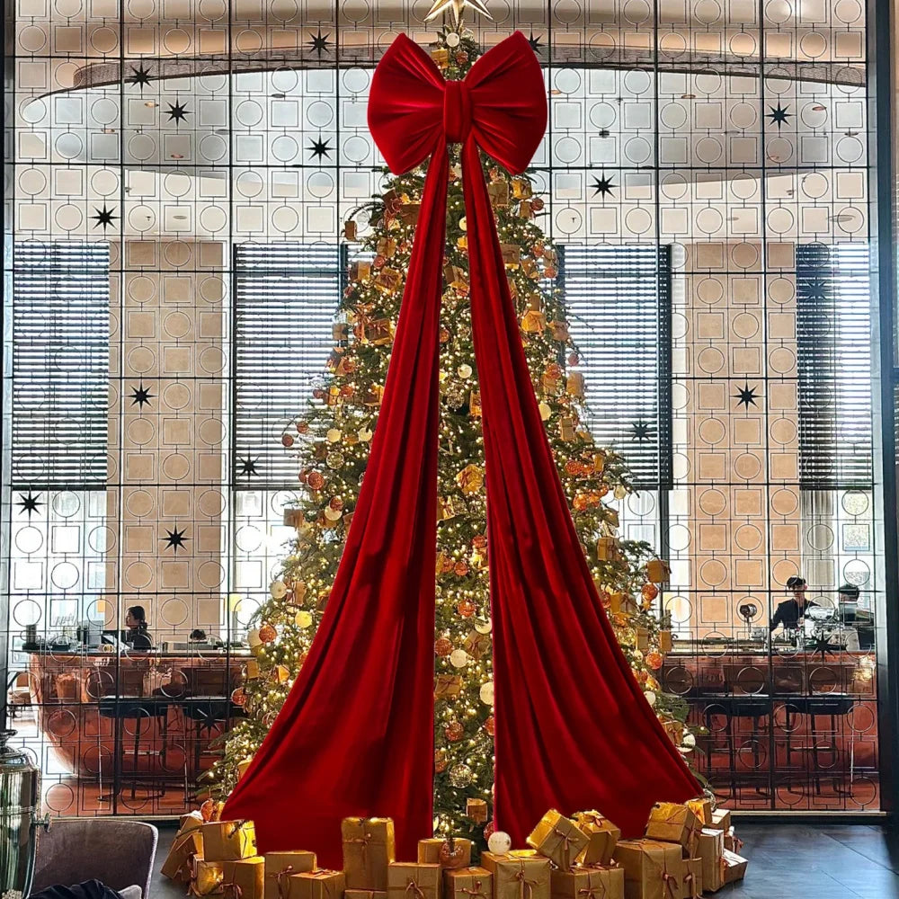 Super Large Christmas Bow Pendant Red Velvet Xmas Tree Bowknot Pendant Ornaments for Home Decor New Year Party Gifts Decoration Oasis Select