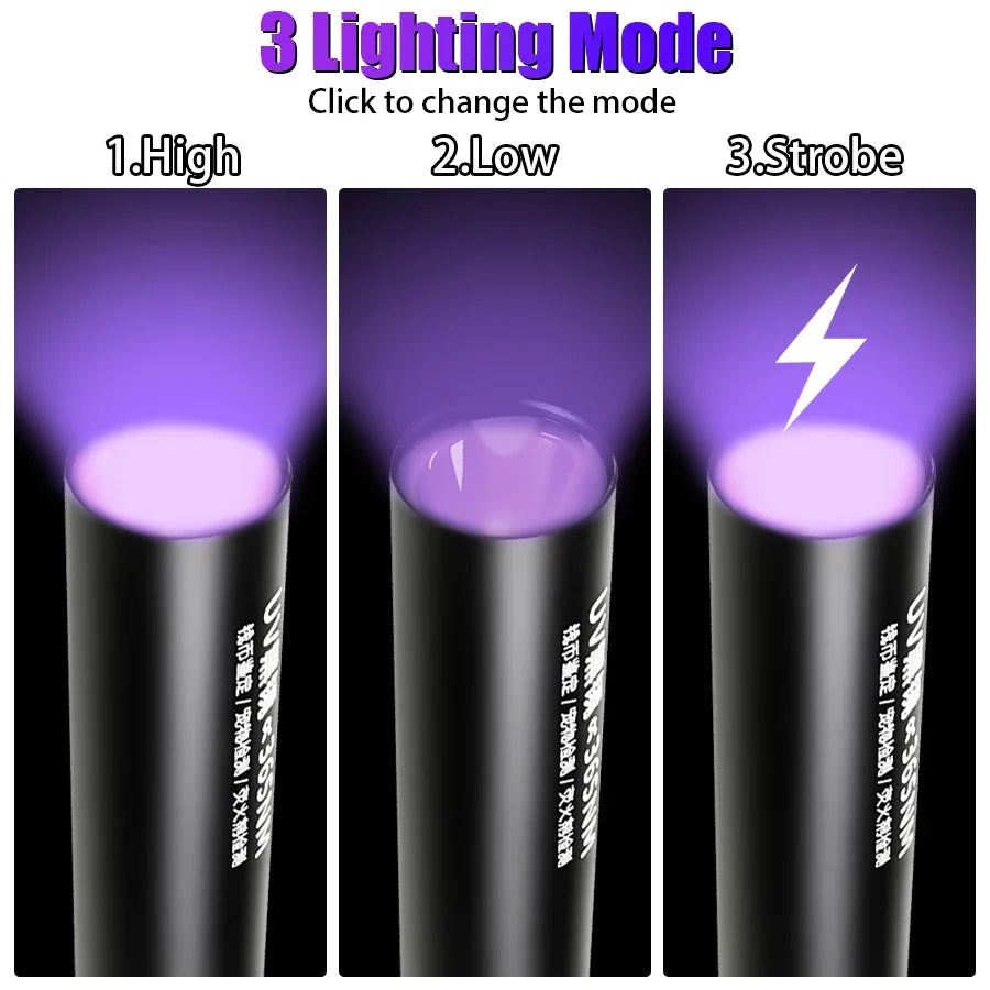 365nm UV Flashlight – USB Rechargeable Ultraviolet Torch