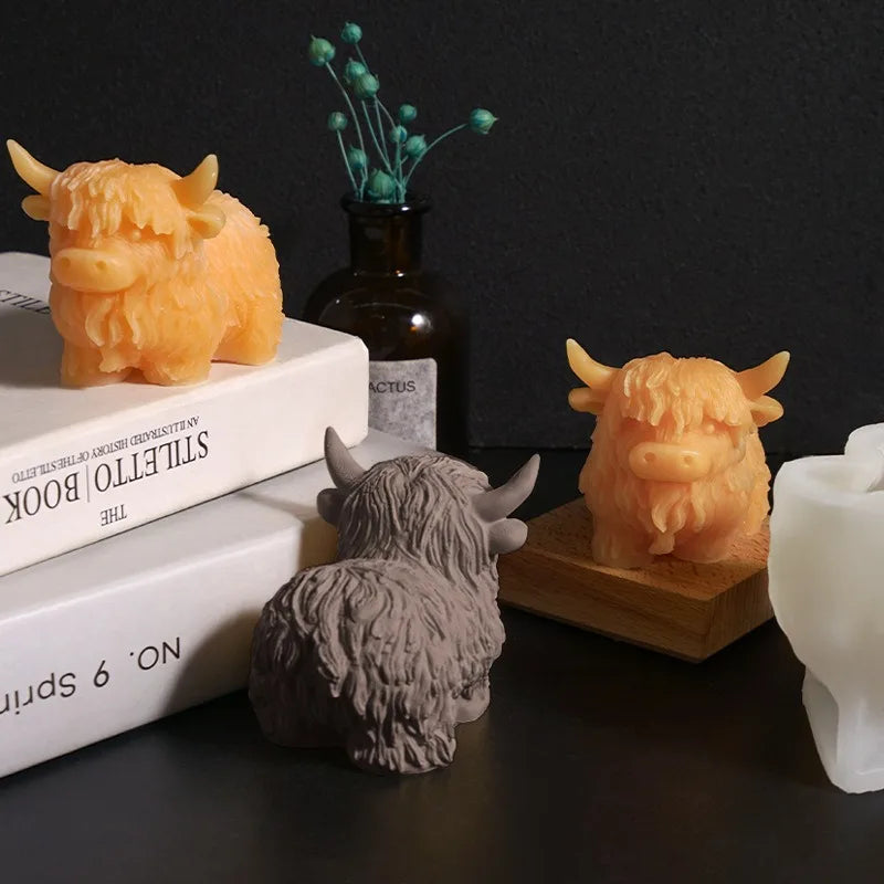 Animal Resin Molds Highland Cow Shaped Silicone Mold Reusable Mould Cake Jelly Soap Gummy Wax Candy Candle Ice Snack Baking Oasis Select