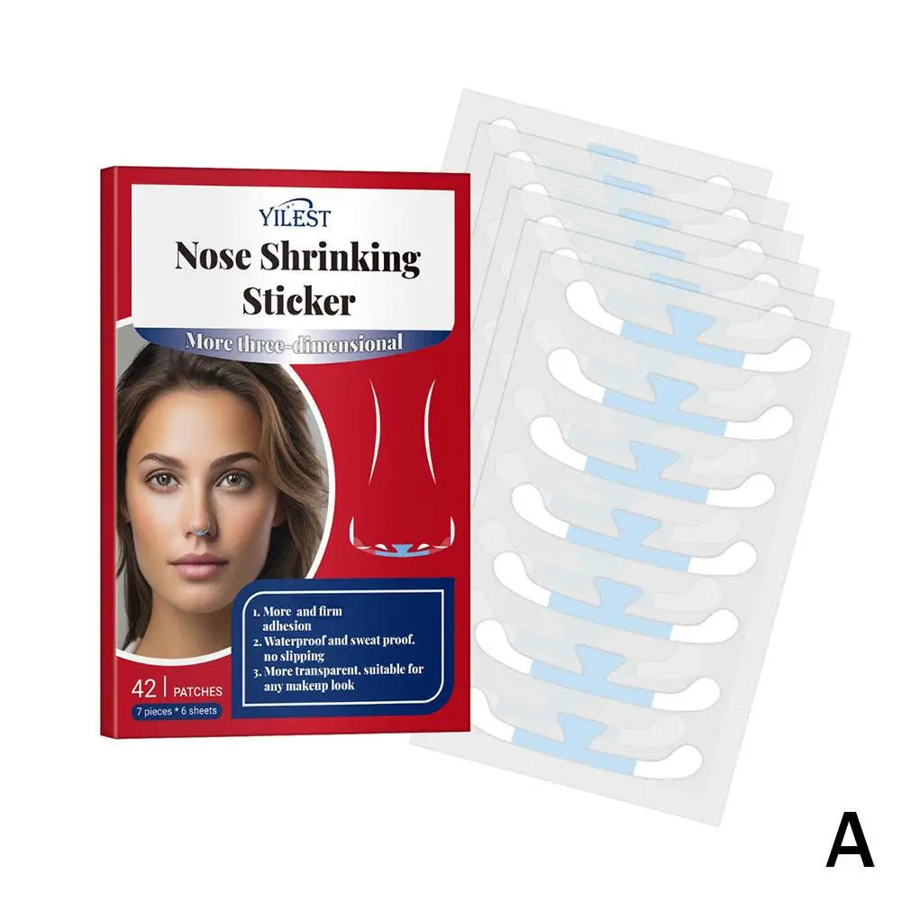 42PCs Shrinking Nose Wing Stickers Invisible Nose Shrink Patch For Cosplay Special Nose Shrink Beauty Strips Nose Shaper Lifting Oasis Select 42pcs-C