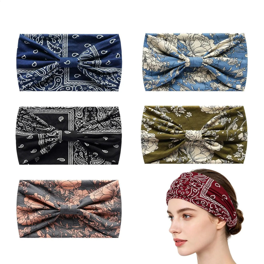 6Pcs Twisted Wide Headbands for Women Large Turban Workout Headband Fashion Yoga Hair Bands Boho Twisted Thick Hair Accessories Oasis Select