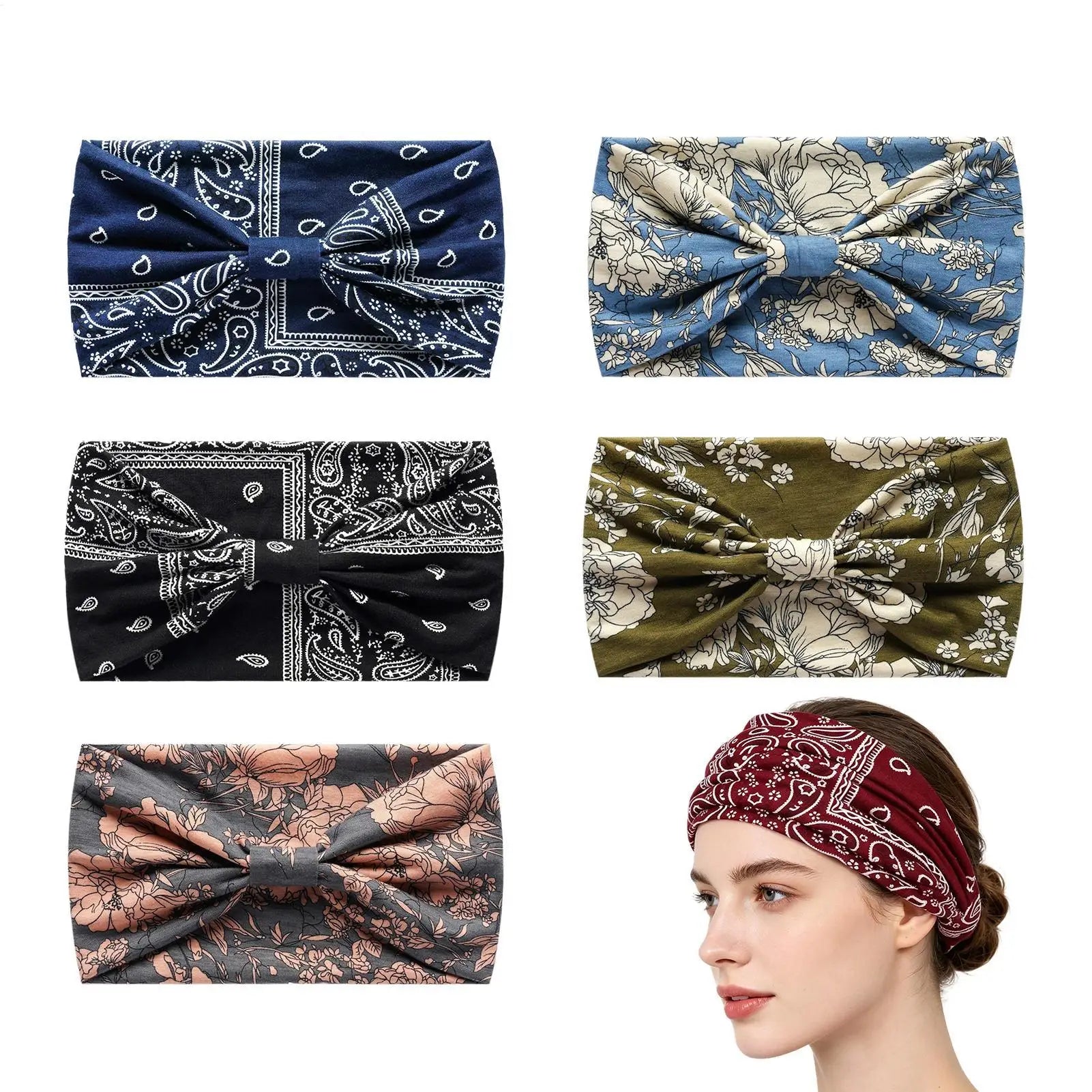6Pcs Twisted Wide Headbands for Women Large Turban Workout Headband Fashion Yoga Hair Bands Boho Twisted Thick Hair Accessories Oasis Select