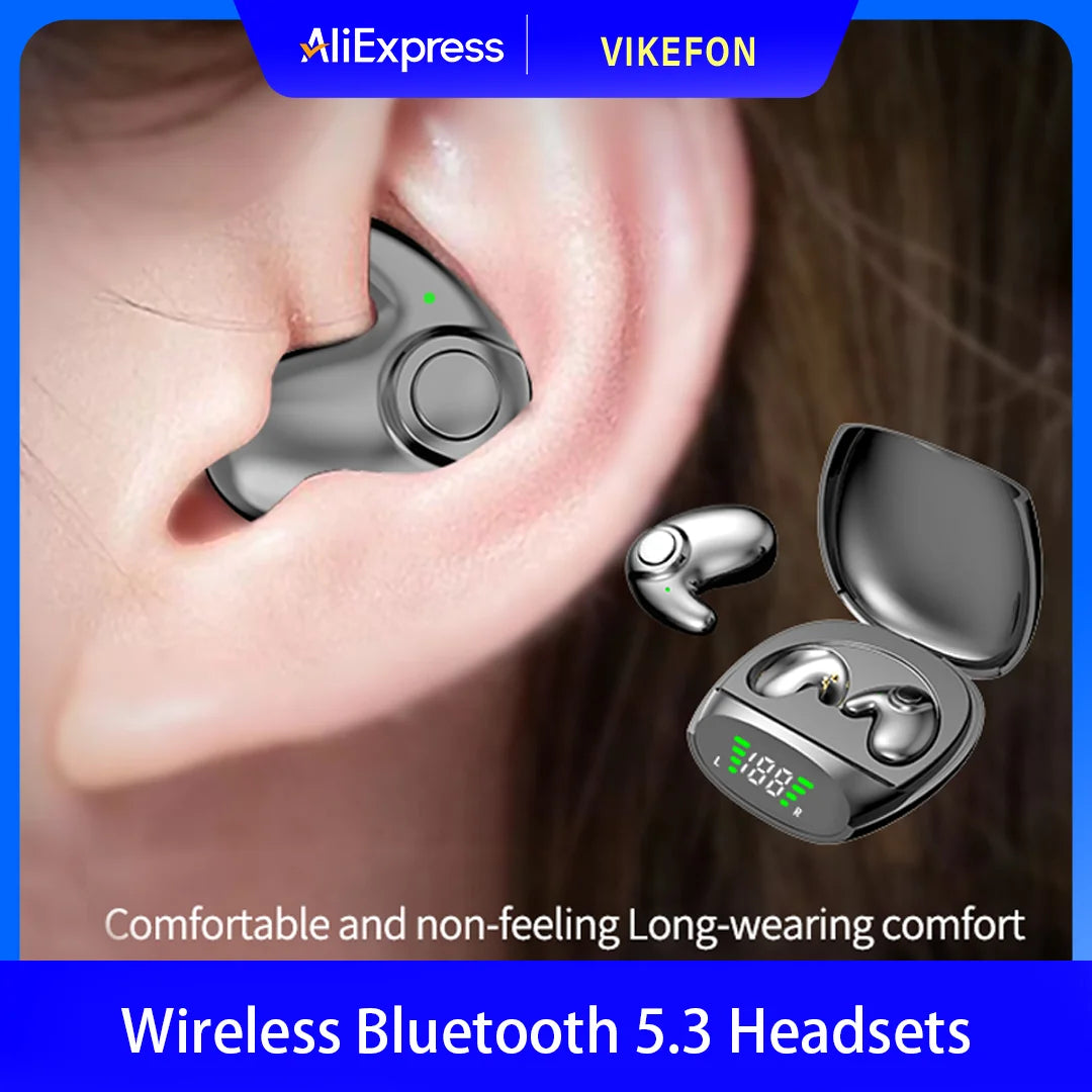 Waterproof Wireless Bluetooth 5.3 Headsets Mini headset Painless Call Noise Cancelling Thin Headphones Fit for Sleeping/Sports Oasis Select