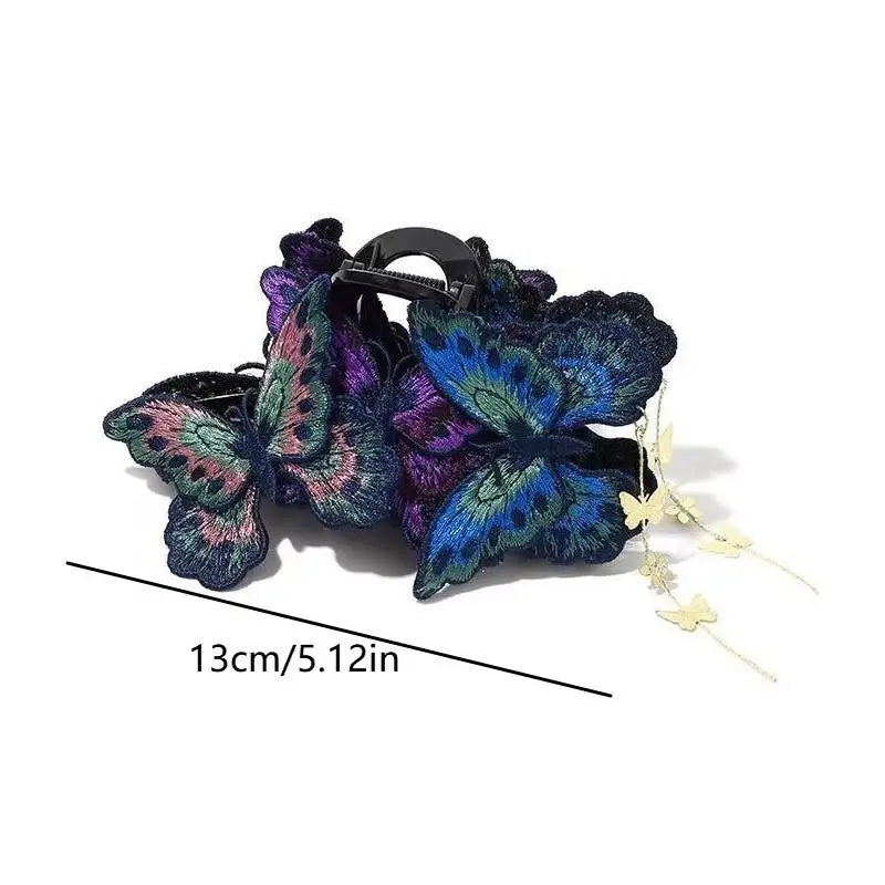 Chinese Butterfly Hair Claw Clip – Floral Tassel Hanfu Style Hair Claw Clip Oasis Select