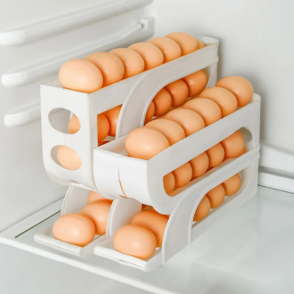 Large Capacity Automatic Egg Roller Household Four Tier Refrigerator Egg Storage Box Space Saving Kitchen Dedicated Oasis Select